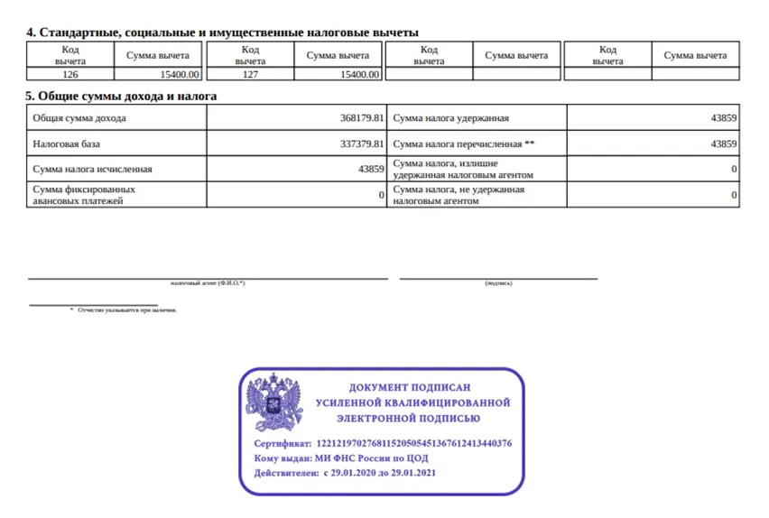 ЭП на документе 2-НДФЛ